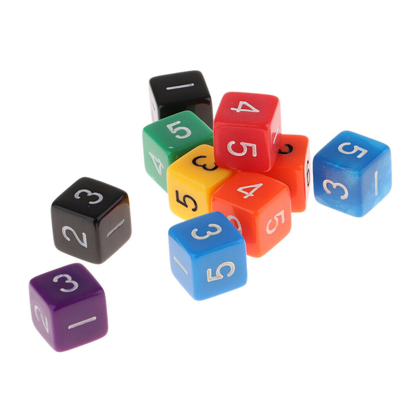 Square Acrylic Dice 6 Sided 6-Die Set for Primary School Student Mathematics,