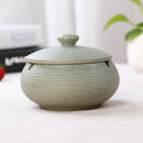 Ceramic Ashtray Cigarettes Ash Holder with Lid for Indoor or Outdoor Use