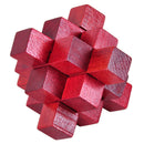 Wooden Red Nine Pass Lock Logic Puzzle Burr Puzzles Brain Teaser Intellectu