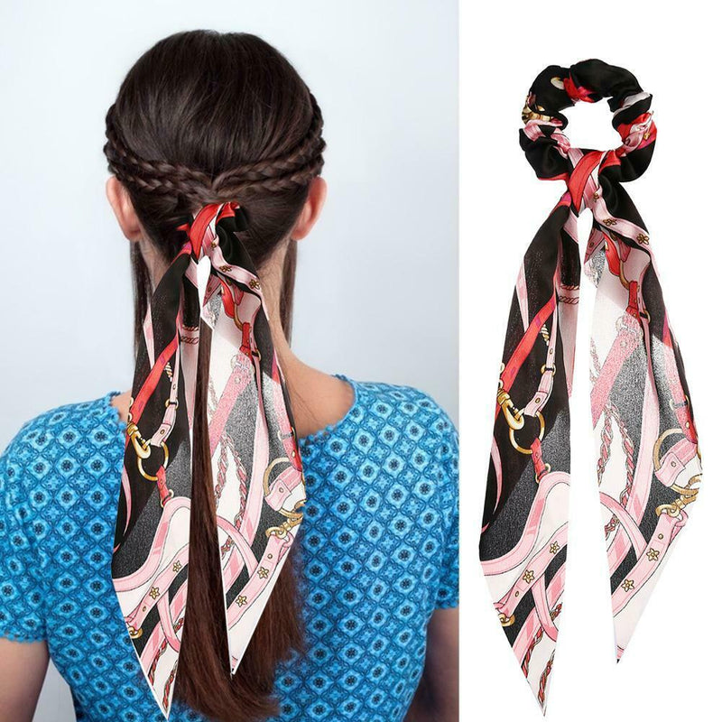 Retro Print Ribbon Hair Rope Women Ponytail Elastic Rubber Band (Style 3)