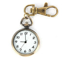5X( Bronze Color Round Pendant Quartz Watch Pocket Keyring Ladies Kids Wat B5P4)