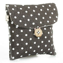 Woman Purse Handbag Dark Brown Polka Point Buttons closure sanitary napkins