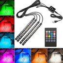 Car LED Strip Lights 4pcs 12 LED DC 12V Multi-color Car Interior Music Lig QKR