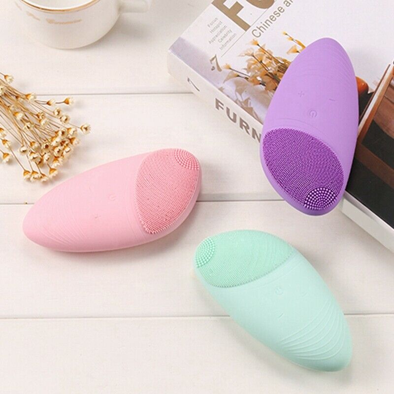 Facial Cleansing Brush Sonic Vibration Mini Face Cleaner Silicone Deep Pore H9E2