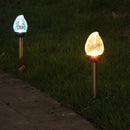 2pcs Steel Solar LED Crackle Lamp Spike Peach Shape Outdoor Landscape Light