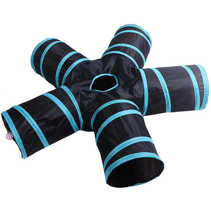 5 Holes Funny Pet Cat Tunnel Play Tubes Balls Collapsible Crinkle Kitten  3C