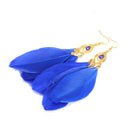 Charming Women Girls Sapphire Blue 3-Piece Feathers Drop Pendant Earrings