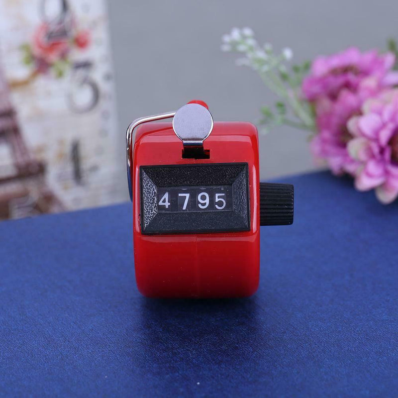 Clicker Counter 4 Digit Number Counters Plastic Shell Hand Held(Red)