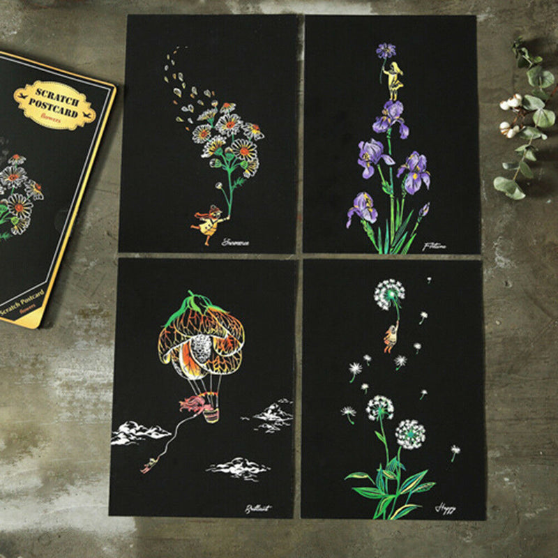 4Pcs/set colorful scraping painting drawing paper children education toys N %o