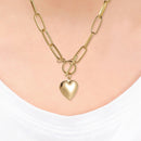 Metal Love Heart Pendant Necklace Women Simple Chain Neck Choker Jewelry