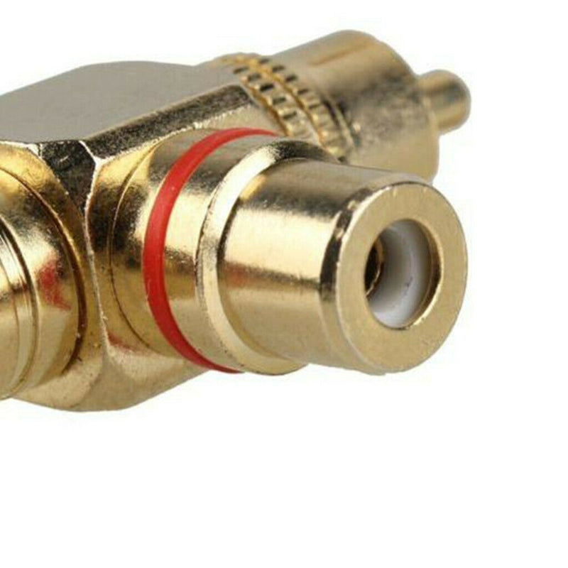 1 Male Plug To 2 Female Video Audio Splitter RCA Plug Angled Plug