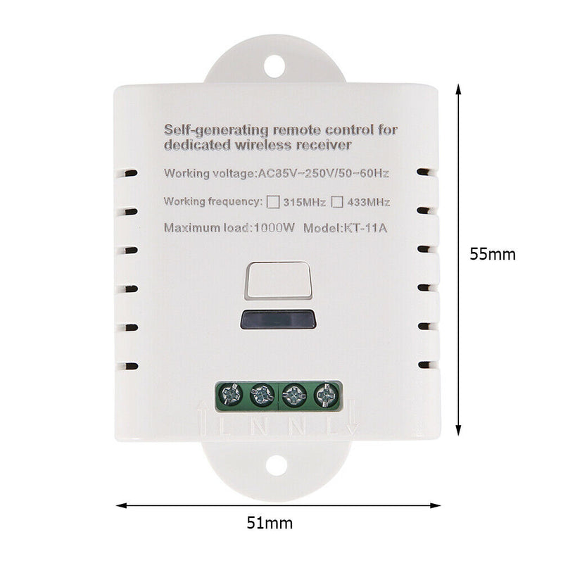 433MHz Wireless Switch AC 220V 1CH Relay Receiver + Self- 86 Type Remote