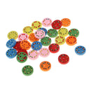 30Pcs Assorted Wood Buttons with Thread Decor 2 Holes for Scrapbooking Crafting