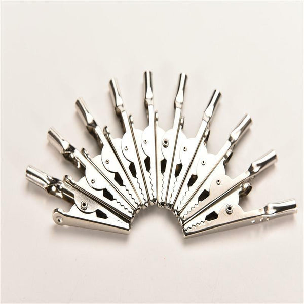 10x Stainless Steel Crocodile Alligator Clip Cable Test Lead Jumper Wire JR