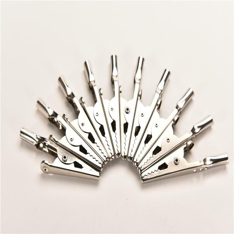 10x Stainless Steel Crocodile Alligator Clip Cable Test Lead Jumper Wire JR