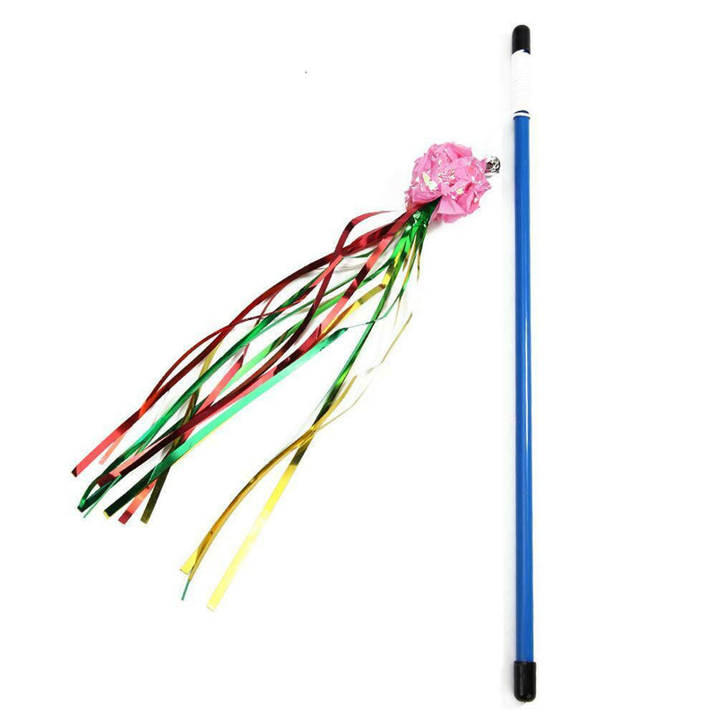 Funny Ring Paper Ball Cat Stick Teaser Wand Cats Interactive Toys (Pink)
