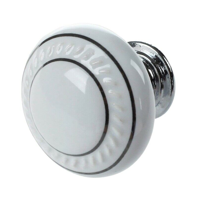 1 x Ceramic Door/Wardrobe/Cabinet/Cupboard Knob Handle Drawer White D5Q9