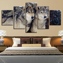 Modern 5 Panels Paintings on Canvas Wall Art Landscape Wolf