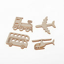 60 Pack Mixed Wooden Cutouts Shapes, MDF, Craft Shape, Vehicles, Embellishments,