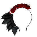 Women'S Headband Gothic Red Rose Lace Hair Hoop Party Sexy Flowers with Acc