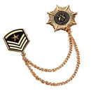 Retro Alloy Chain Brooch Pins Anise Star Shield Army Badge Mens Accessories