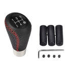 5 Speed Black Leather Universal Aluminum Manual Car Gear Shift Knob New