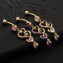 Love Heart Crystal Gem Navel Buckle Belly Ring Piercing Body Diamond Inlaid R4M9