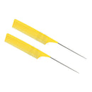 2x ABS Weave Highlighting Foiling Hair Combs Hair Comb Brush Pin Tail Yellow