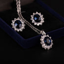 Fashion Blue Crystal Wedding Snowflake Necklace Earrings Jewelry Sets Gift â„–[
