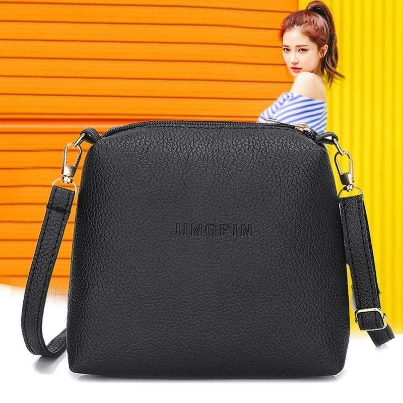 Portable Casual Women Leather Mini Sling Pure Messenger Bags (Black)