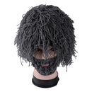 Hand Knitted Crochet Beanie Hat Winter Grey Wigs Funny Creative Beard Caveman