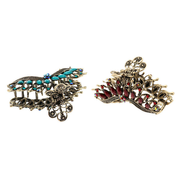 2pcs Metal Hair  Clip Hairpin Rhinestone Retro Gift