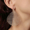1pc Exaggerated Water Drop Hollow Full Rhinestone Long Earrings Single Jewe JR