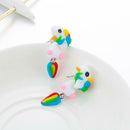 Colorful Cartoon Horse Dangles Earrings Cute Pony Ear Drop Women Jewelry A