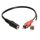 3.5mm Audio Cable Stereo Female Mini Jack to 2 RCA Male Adapter Converter