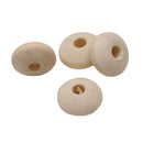 50 Pieces  DIY Wooden Flat Round Beads 8x15mm Loose Spacer Charms Natural Wood