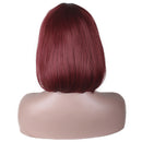 Fashion Wig Natural Short Straight Short Hair Wigs Wine Red Women's Wig with Cap