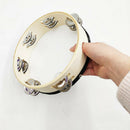 8 Inch Wood Handheld Tambourine Double Row, Tambourines with Jingle Bells & Dove