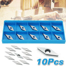 10Pcs Diamond Shape Wood Turning Carbide Tipinserts 10x28mm Lathe Chisel