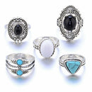 Ring Set 5 pcs Bohemian Boho Punk Ethnic-Turkish Afghan Festival
