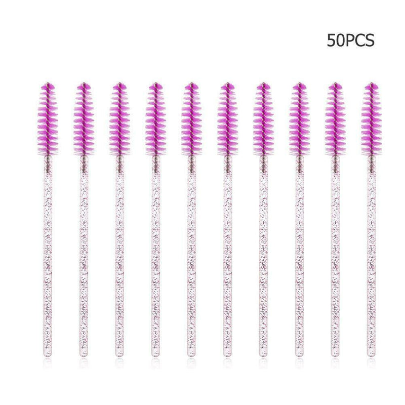 50pcs Disposable Makeup Eyelash Brushes Mascara Wands Applicator (Rose) A