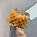 2pcs/set Dot Print Clear Shoulder Handbags Women Crossbody Clutch (Yellow) A