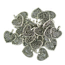 100 Piece Alloy Filigree Heart Pendant Jewelry Making Charms Findings for DIY