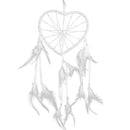 White Heart Shape Dream Catcher with Feather Hanging Decoration Crafts Gift