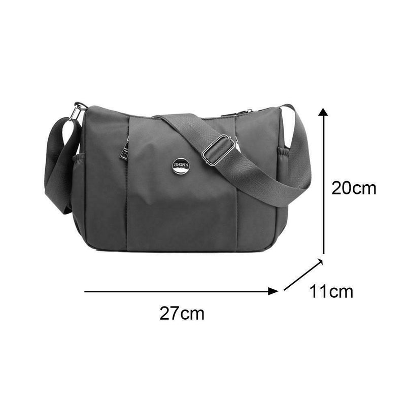 Nylon Casual Messenger Bag Women Large Capacity Shoulder Handbag (Grey) A