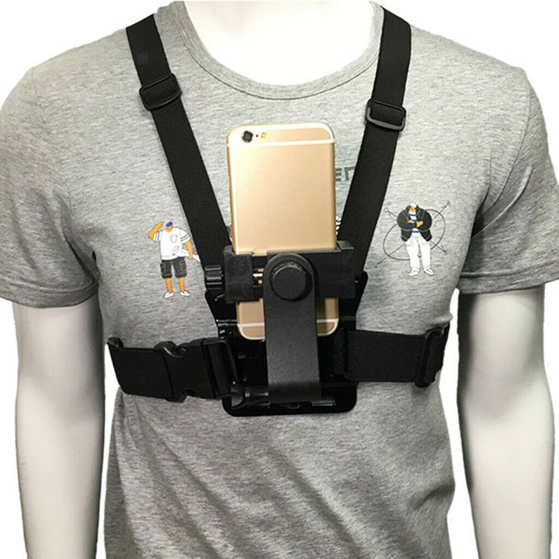 Chest Body Adjustable Harness Strap Outdoor Holder with Clip ABS for Black