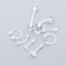 8Pcs Transparent Clear Acrylic Nose Ear Lip Belly Flexible Body Piercing Jew Gw
