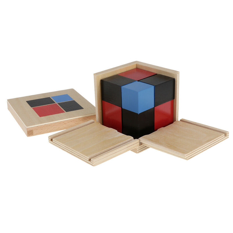 Wooden Binomial Cube Mathematics Material Early Educational Montessori Toys Kids