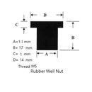 12pcs Rubber Well Nuts with M5 Brass Insert 5mm Metric