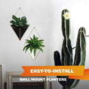 Geometric Wall Planter Set Of 2, Wall Hanging Decorative Mini Vases, Cerami